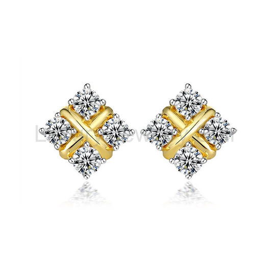 Four Stone Moissanite Cluster Stud Earrings In Sterling Silver