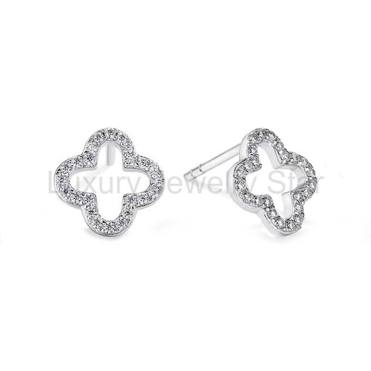 Four-Leaf Clover Moissanite Stud Earrings In Sterling Silver