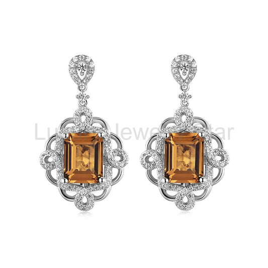 Halo Emerald-Cut Zultanite Diaspore Drop Earrings In Sterling Silver