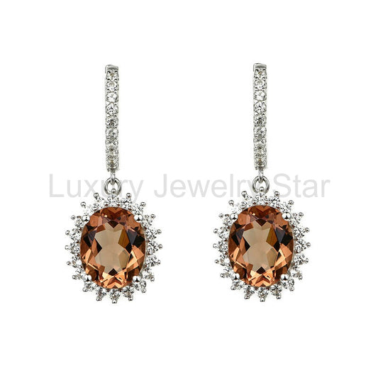 Halo Oval Zultanite Diaspore Drop Earrings In Sterling Silver