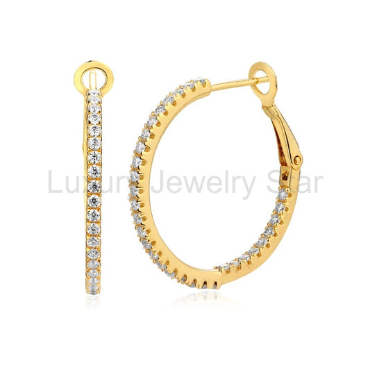 Hoop Pave Moissanite Eternity Drop Earrings In Sterling Silver - image 2