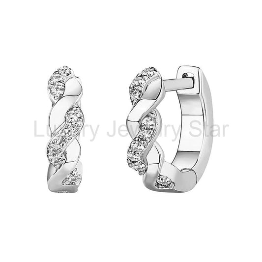 Huggie Hoop Moissanite Pave Earrings In Sterling Silver
