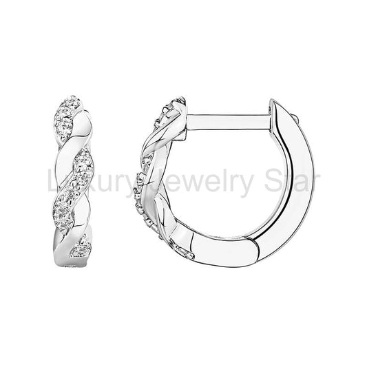 Huggie Hoop Moissanite Pave Earrings In Sterling Silver - image 2
