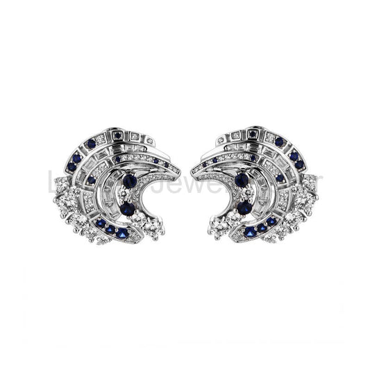 Layered Stacked Sapphire Stud Earrings In Sterling Silver