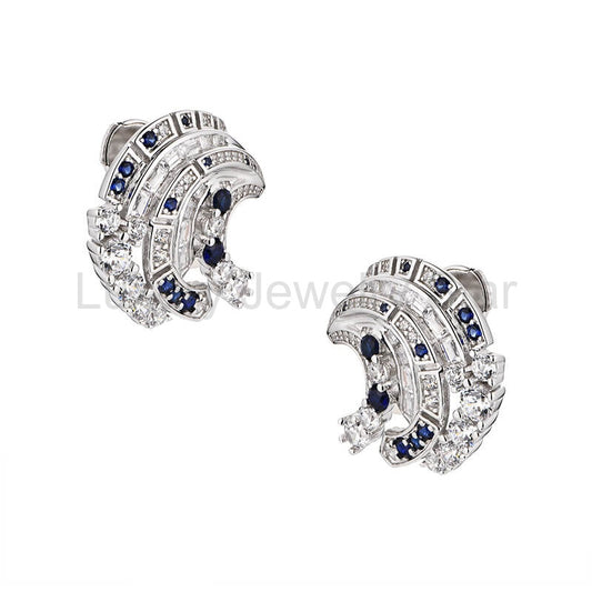 Layered Stacked Sapphire Stud Earrings In Sterling Silver - image 2