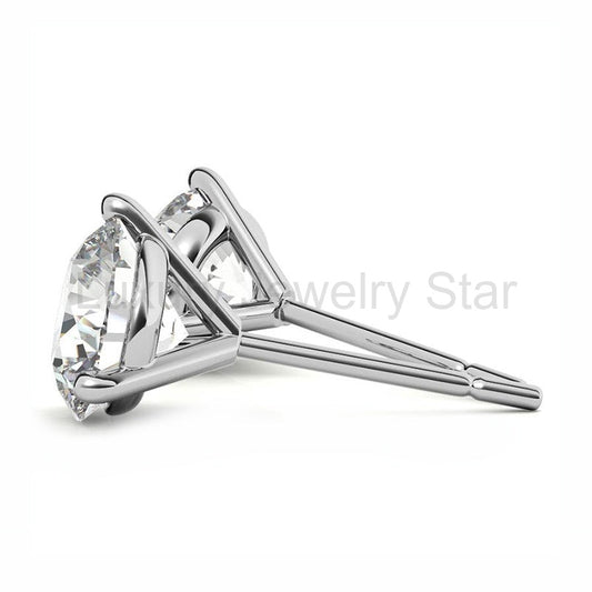 Martini Three Prong Solitaire Moissanite Stud Earrings In Sterling Silver - image 2