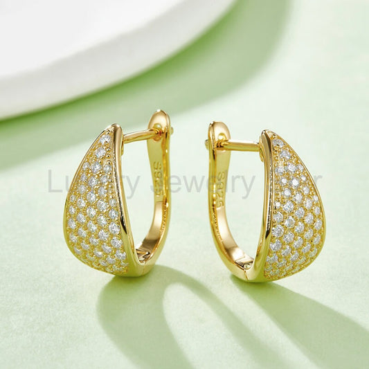 Moissanite Cluster Pave Hoop Earrings In Sterling Silver - image 2