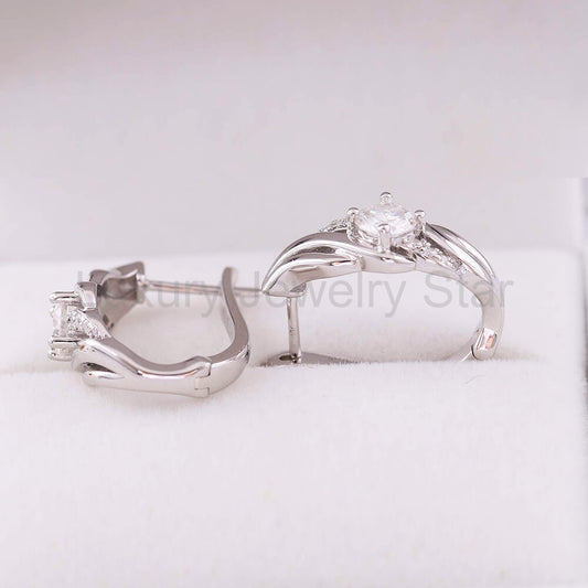 Moissanite Hoop With Accent Earrings In Sterling Silver - image 2