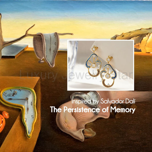 Paintings "The Persistence of Memory" Inspired Moissanite Clock Drop Earrings - image 2