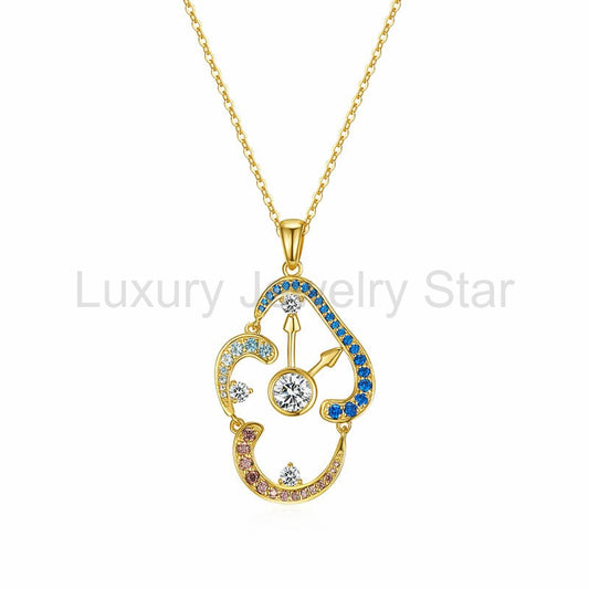 Paintings "The Persistence of Memory" Inspired Moissanite Clock Drop Necklace