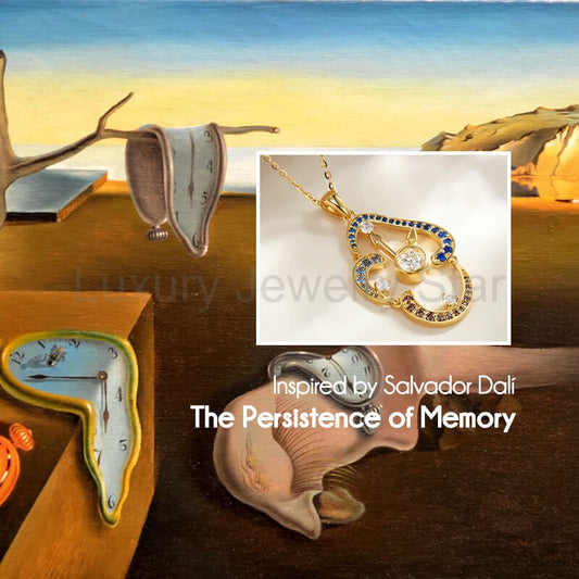 Paintings "The Persistence of Memory" Inspired Moissanite Clock Drop Necklace - image 2