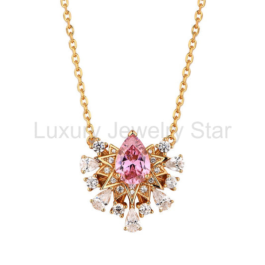 Pear Cut Sapphire Star Cluster Necklace In Sterling Silver