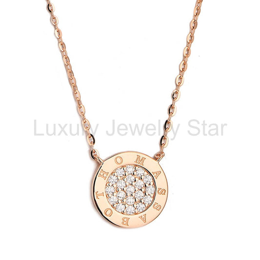 Rose Gold Cluster Moissanite Pave Sterling Silver Necklace