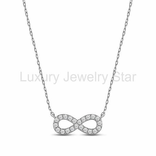 Round Moissanite Infinity Necklace In Sterling Silver