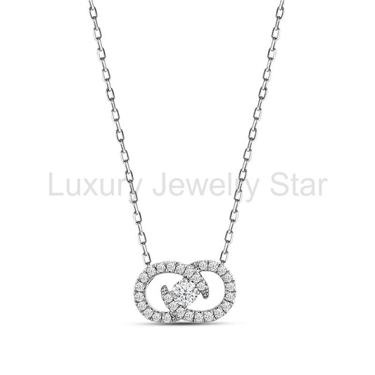 Round Moissanite Infinity Pave Necklace In Sterling Silver