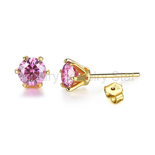 Solitaire Moissanite Six Prong Sterling Silver Stud Earrings - image 2
