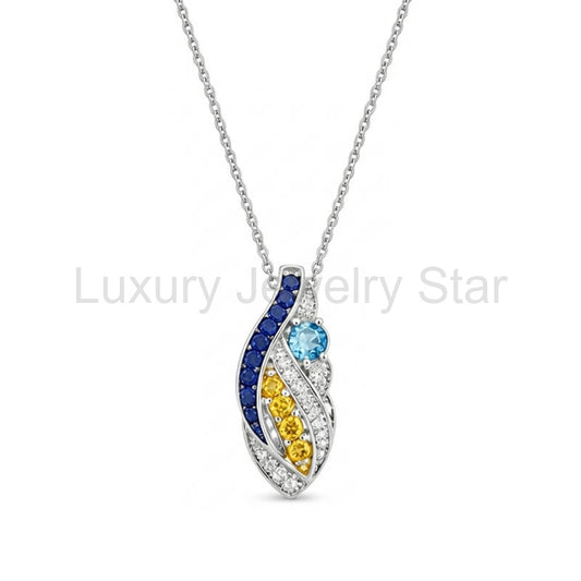 Starry Night Inspired Moissanite Artistic Swirl Drop Necklace In Sterling Silver