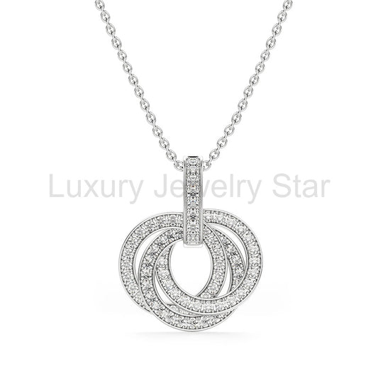 Three Interlocking Circles Moissanite Pendant Necklace