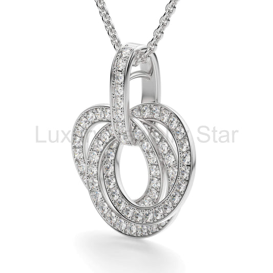 Three Interlocking Circles Moissanite Pendant Necklace - image 2