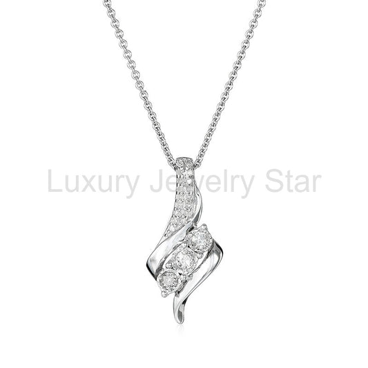 Three Stone Moissanite Antique Pendant Necklace
