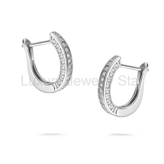Triple Row Moissanite Hoop Channel Set Earrings In Sterling Silver - image 2