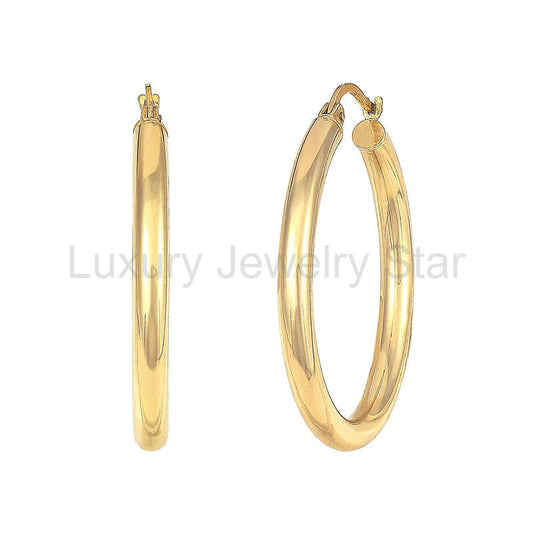 Tube Classic Polished Hoop Earrings
