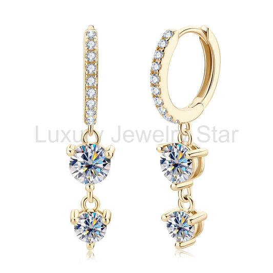 Two Stone Tassel Moissanite Drop Earrings In Sterling Silver - image 2