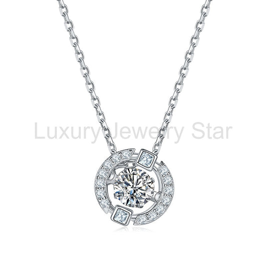 Dancing Moissanite Around You Pave Necklace in Sterling Silver