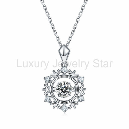 Dancing Moissanite Arrow Side Stone Necklace in Sterling Silver