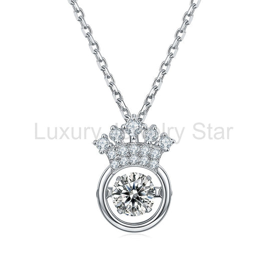 Dancing Moissanite Crown Necklace in Sterling Silver