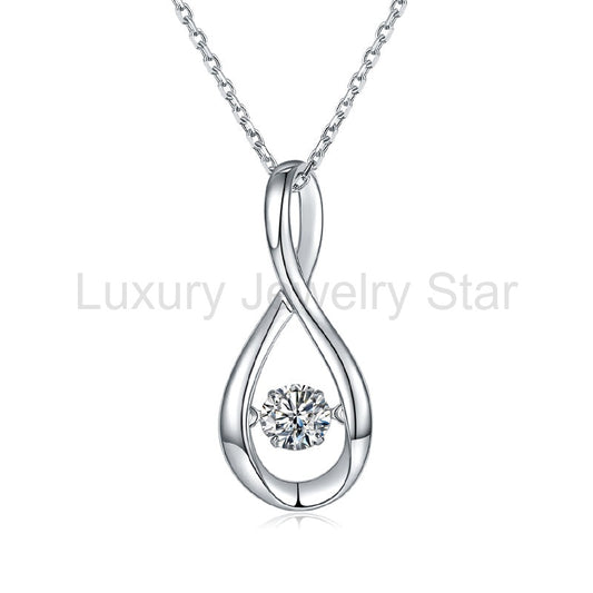 Dancing Moissanite Infinity Necklace in Sterling Silver
