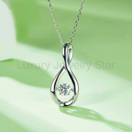 Dancing Moissanite Infinity Necklace in Sterling Silver - image 2