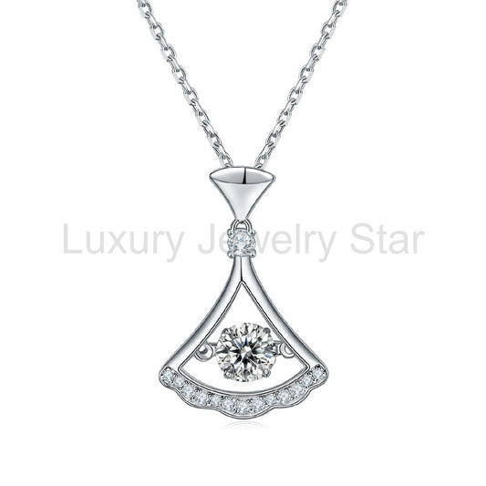 Dancing Moissanite Skirt Necklace in Sterling Silver