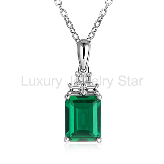 Fashion Lab-Created Emerald Sterling Silver Necklace