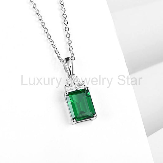 Fashion Lab-Created Emerald Sterling Silver Necklace - image 2