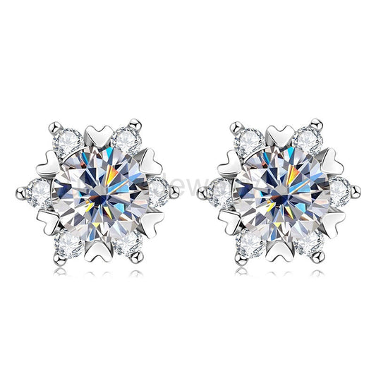 Moissanite Romantic Snowflake Stud Earrings In Sterling Silver - image 2