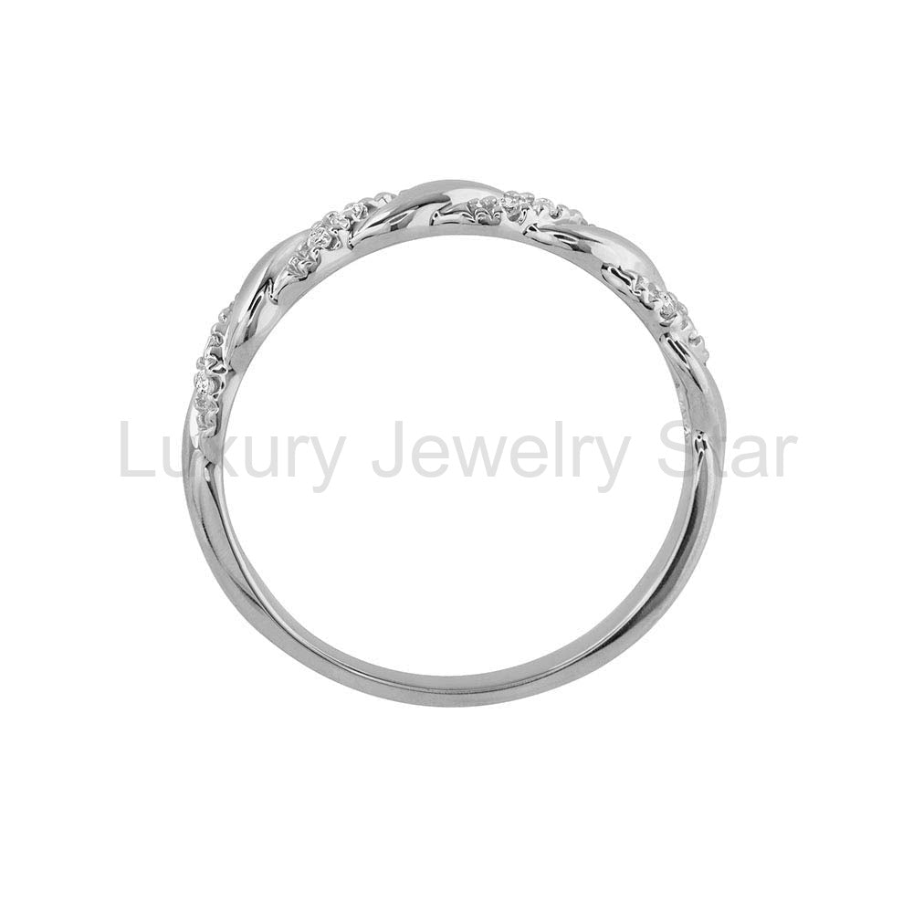 Rope Twist Moissanite Pave Sterling Silver Wedding Band - image 3