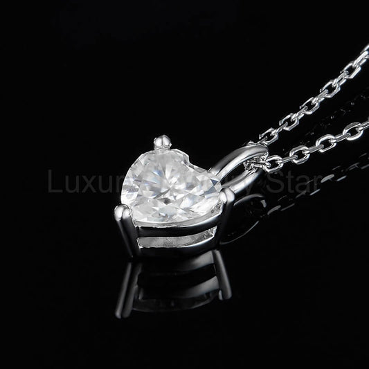 Solitaire Heart-Cut Moissanite Sterling Silver Necklace Pendant - image 2