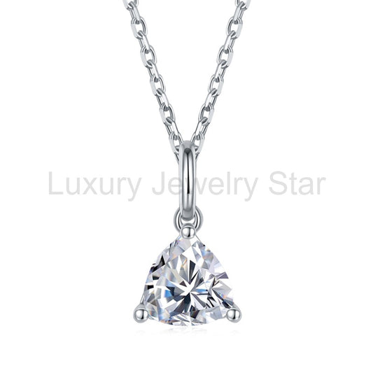 Solitaire Trillion-Cut Moissanite Sterling Silver Necklace Pendant