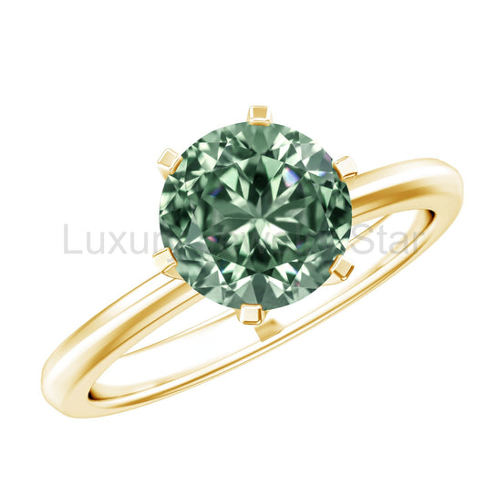 2 Carat Lab Grown Vivid Green Diamond Solitaire Engagement Ring with IGI Certificate
