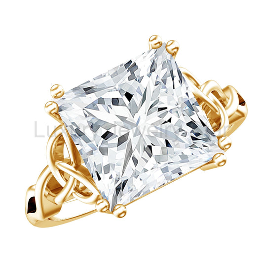 5 Carat Princess Cut Lab Grown Diamond Celtic Engagement Ring with IGI Certificate