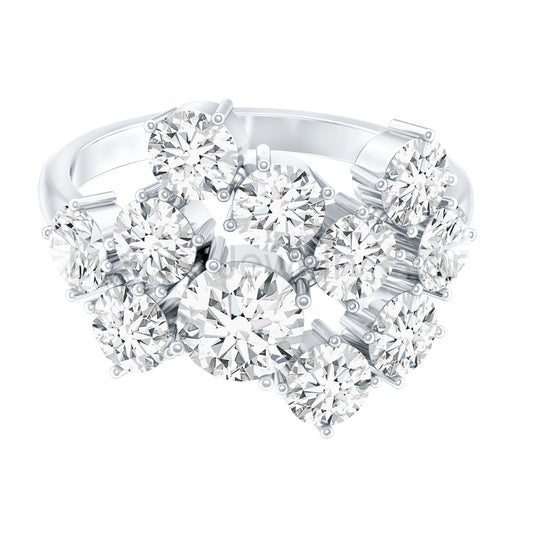 Certified Cubic Zirconia Cluster Engagement Ring in Silver