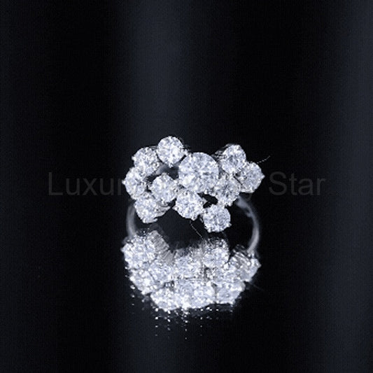 Certified Cubic Zirconia Cluster Engagement Ring in Silver - image 2