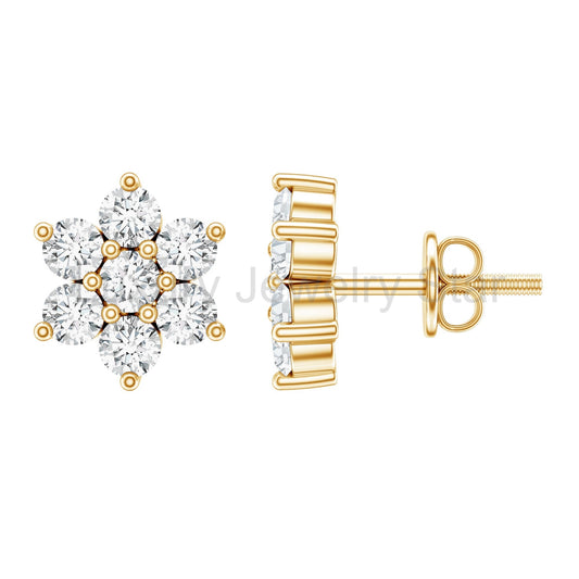 Certified Lab Grown Diamond Flower Stud Earrings for Women