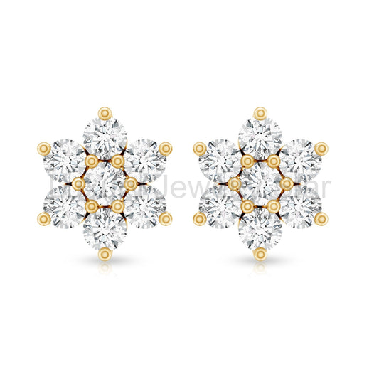 Certified Lab Grown Diamond Flower Stud Earrings for Women - image 2