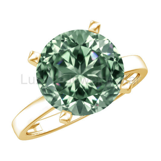 Huge 5 Carat Lab Grown Green Diamond Solitaire Engagement Ring with IGI Certificate