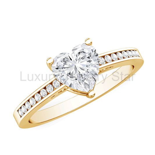 IGI Certified 1 Carat Heart Shaped Lab Grown Diamond Engagement Ring with Side Stones