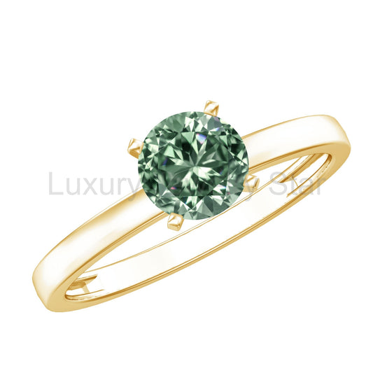IGI Certified 1 Carat Lab Grown Green Diamond Ring Solitaire
