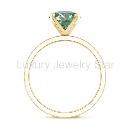 IGI Certified 2 Carat Lab Grown Green Diamond Solitaire Engagement Ring in Peg Head - image 2