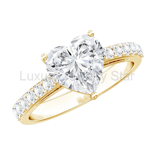 IGI Certified Heart Lab Grown Diamond Side Stone Engagement Ring 2 Carat